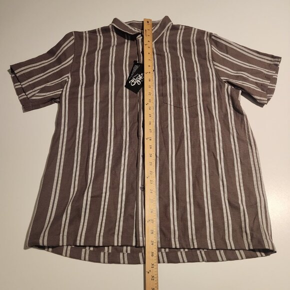 Eighty Eight Brand Short Sleeve Button Up Shirt Brown White Striped Mens XL NEW - Picture 11 of 11